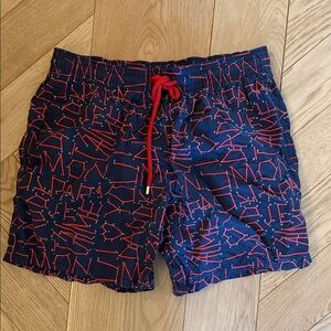Vilebrequin Navy Swim Trunks with Red Pattern